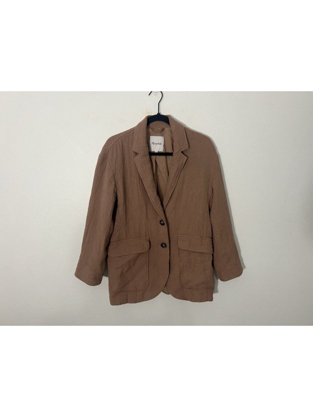 Madewell Tan Linen Cotton Blend Larsen Blazer Size Small 2 Button Pockets